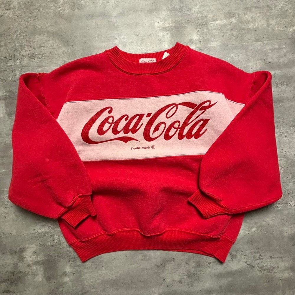 Coca Cola Sweatshirt Women Small Red Pink Vintage 80s Boxy Cropped USA Made